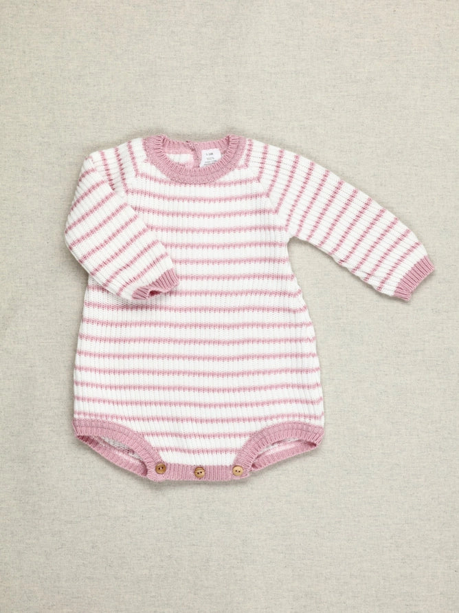 Pink and White Striped Knit Cotton Onesie
