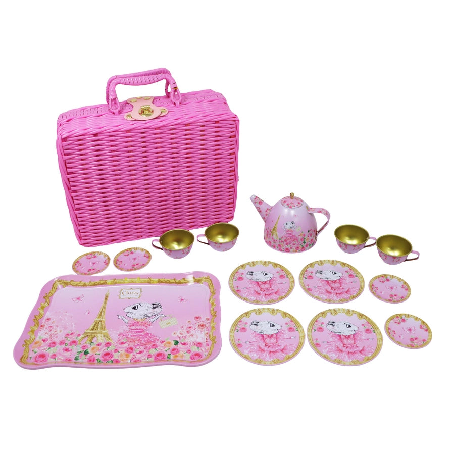 Claris the Chicest Mouse in Paris Picnic Basket Tea Set