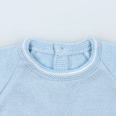 Serene Light Blue Knit Baby Sweater and Footed Pants  Set