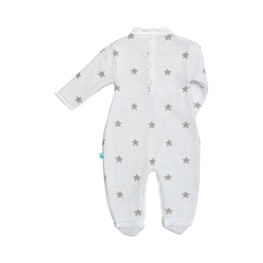 White Baby Jumpsuit with Stars in Cotton