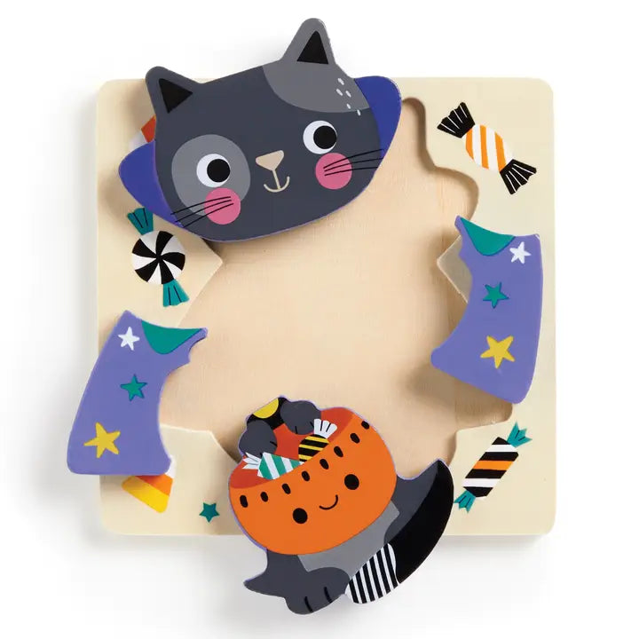 Spooky Friends Wooden Puzzle Set, 4 Puzzles