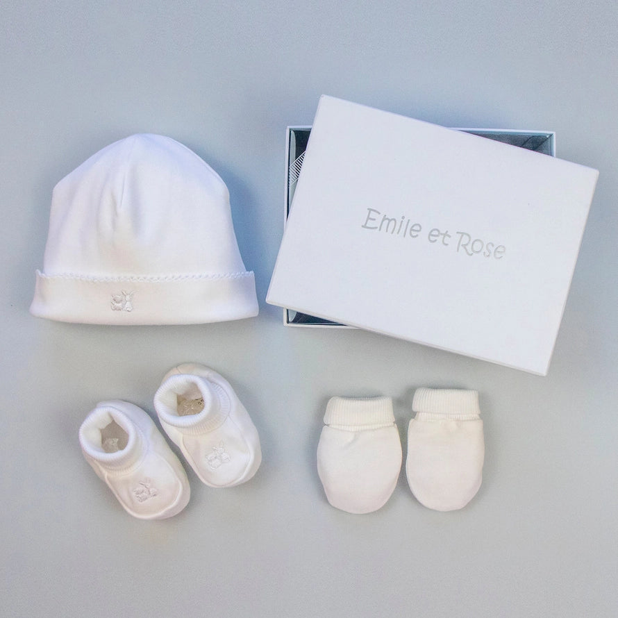 Emile Hat, Booties, and Mittens  Gift Set