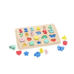 Wooden Numbers, Shapes, and Colors Baby Puzzle