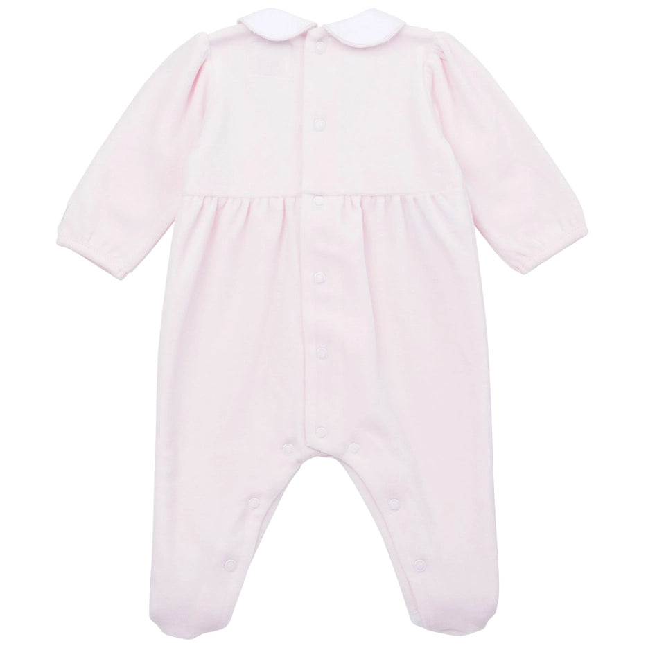 Hattie Velour Girls Pink Babygrow