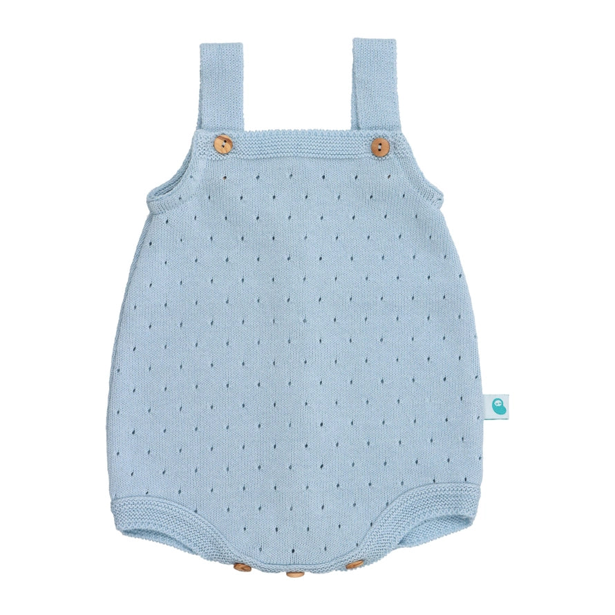 Baby Blue Cotton Knit Overalls