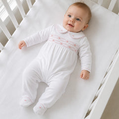 Poppy Smocked Footie — Pima Cotton Baby Girl Footie