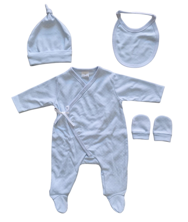 Baby Blue Swiss Dot Baby Four Piece Set