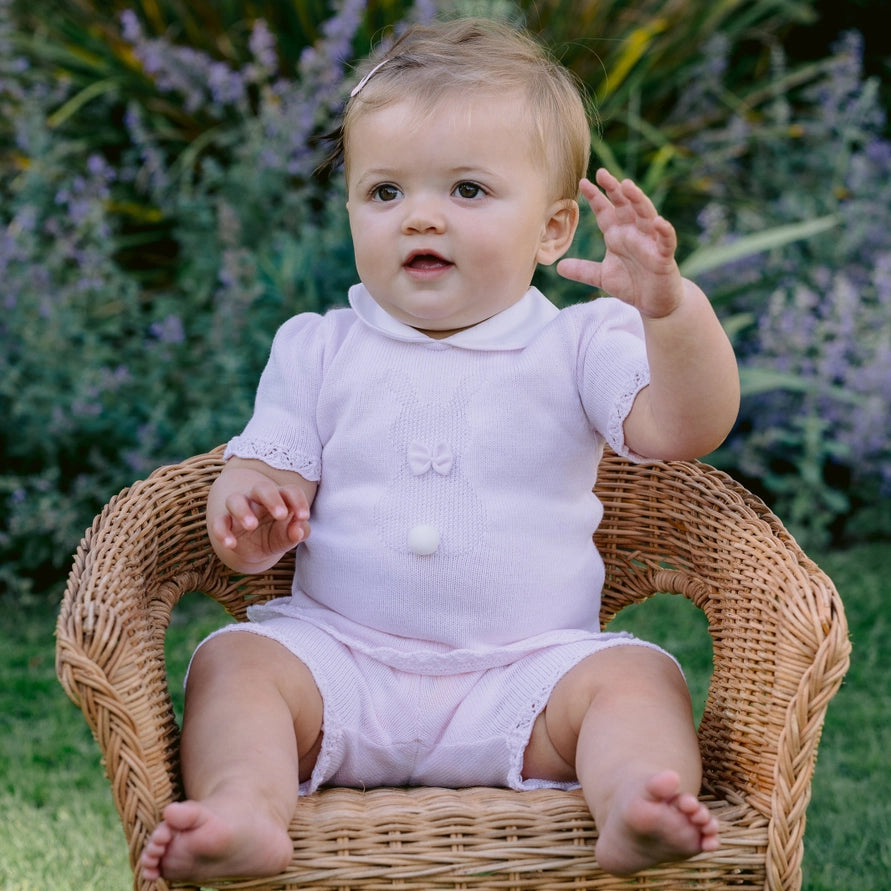 Felicity Knitted Bunny Pink Baby Girls Set
