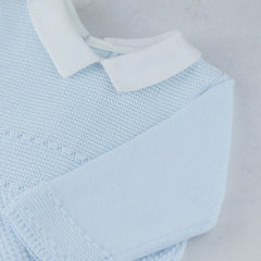 Kaleb Boys Blue Knitted All in One & Hat Set