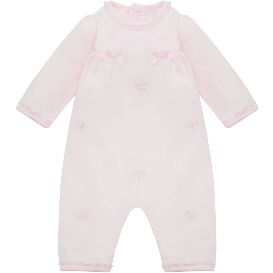 Lily Girls Pink Heart Embroidery All in One & Hairband Set