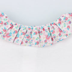 Baby White Cotton Babygrow with Floral Fabric Ruffle Collar