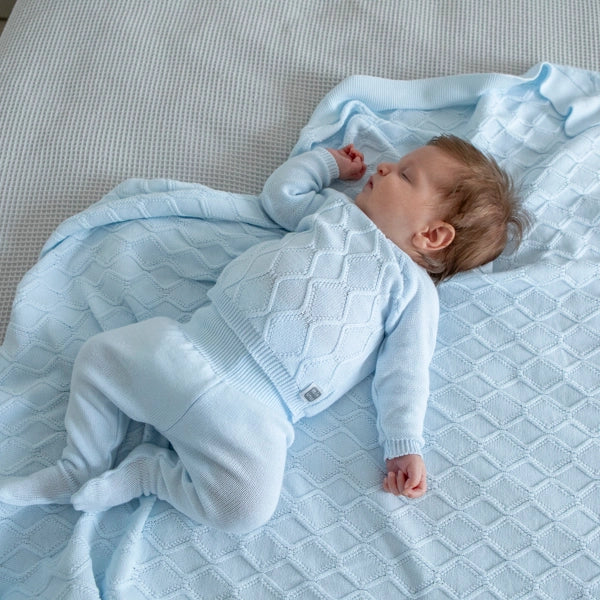 Celeste Knitted Diamond  Print Cotton Baby Set