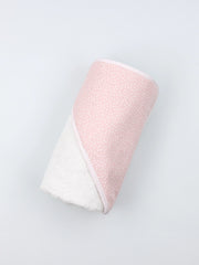 Hooded Pink with White Polka Dots Turkish Cotton Baby Towel