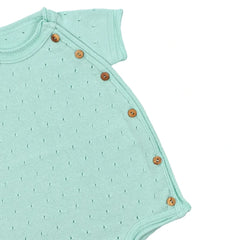 Mint Green Short Sleeve Cotton Knit Romper