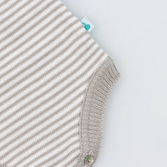 Striped Grey and White Cotton Knit Romper