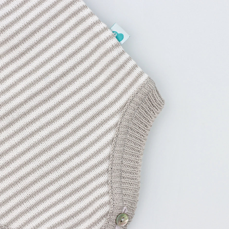 Striped Grey and White Cotton Knit Romper
