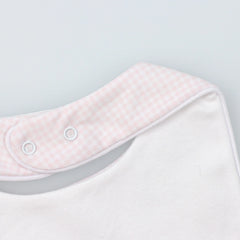 Pink Square Bib in Vichy Cotton Knit