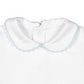 White Bodysuit Short Sleeve Onesie with Baby Blue Peter Pan Collar