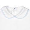 White Bodysuit Long Sleeve Onesie with Baby Blue Peter Pan Collar