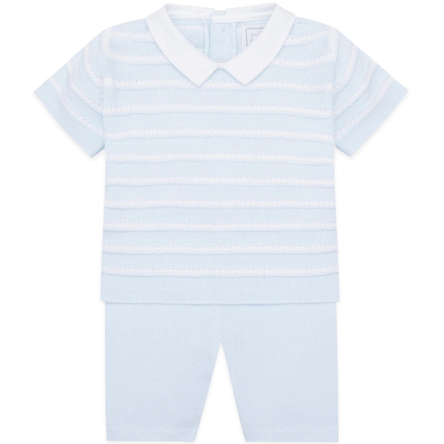 Jerry Baby Blue Boys Stripe Knit Top and Shorts Set
