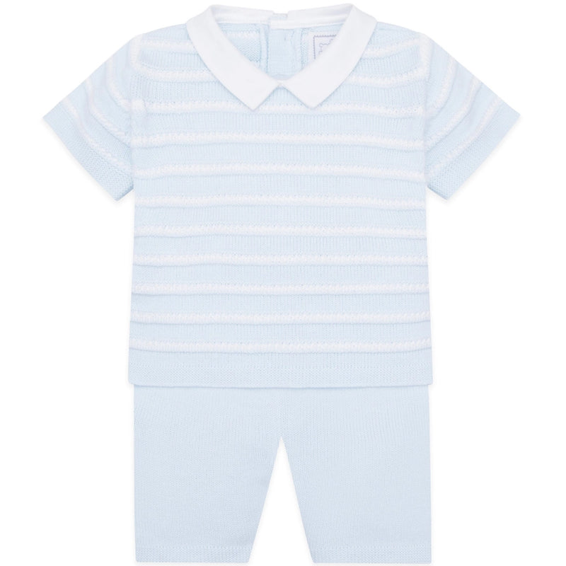 Jerry Baby Blue Boys Stripe Knit Top and Shorts Set