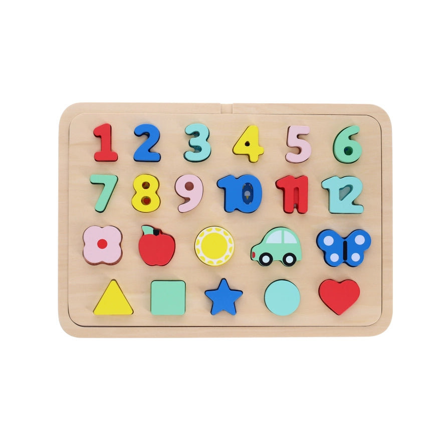 Wooden Numbers, Shapes, and Colors Baby Puzzle