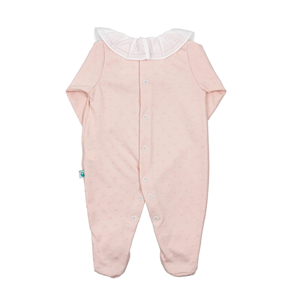 Pink Babygrow with Cotton Fabric Collar