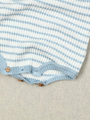Baby Blue and White Striped Knit Cotton Onesie