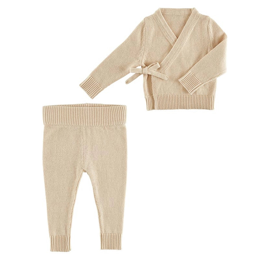 Oatmeal Knit Wrap Baby Set
