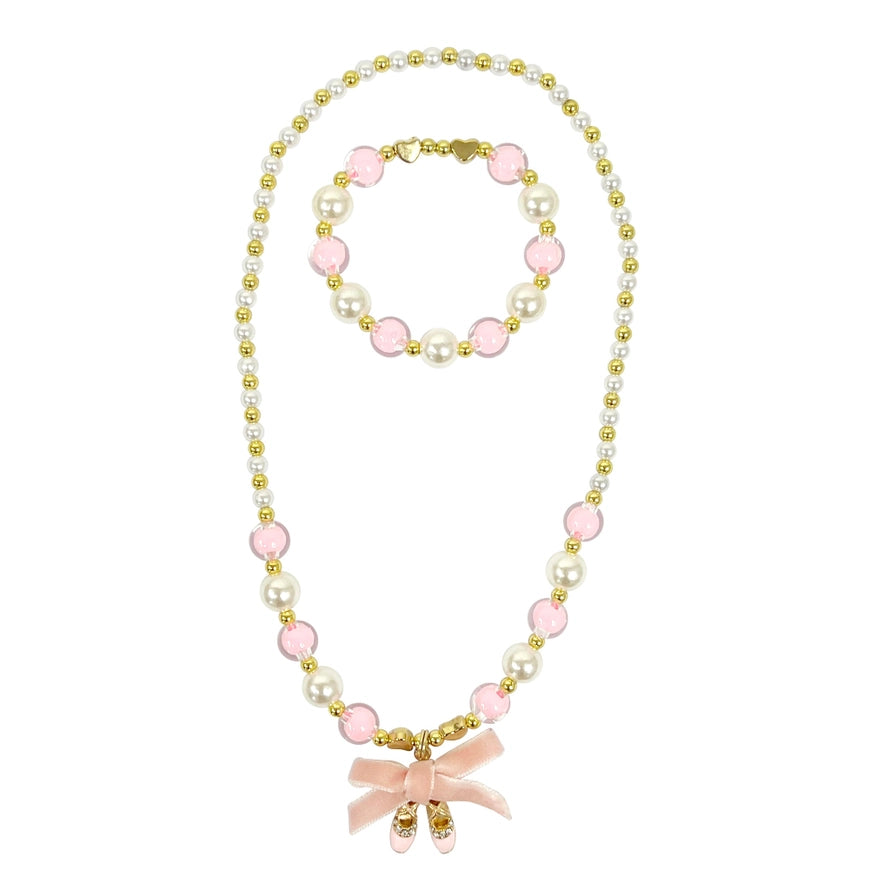 Pink Ballerina Pearl Bracelet and Necklace Set