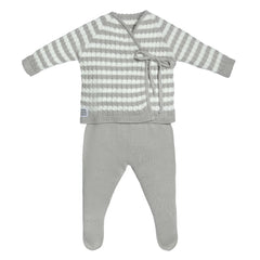 Grey Striped Cotton Baby Set