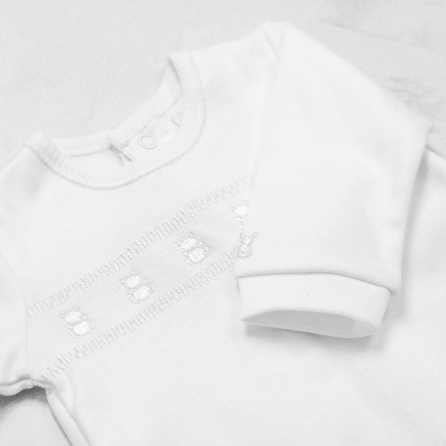 Heath White Unisex Babygrow and Hat