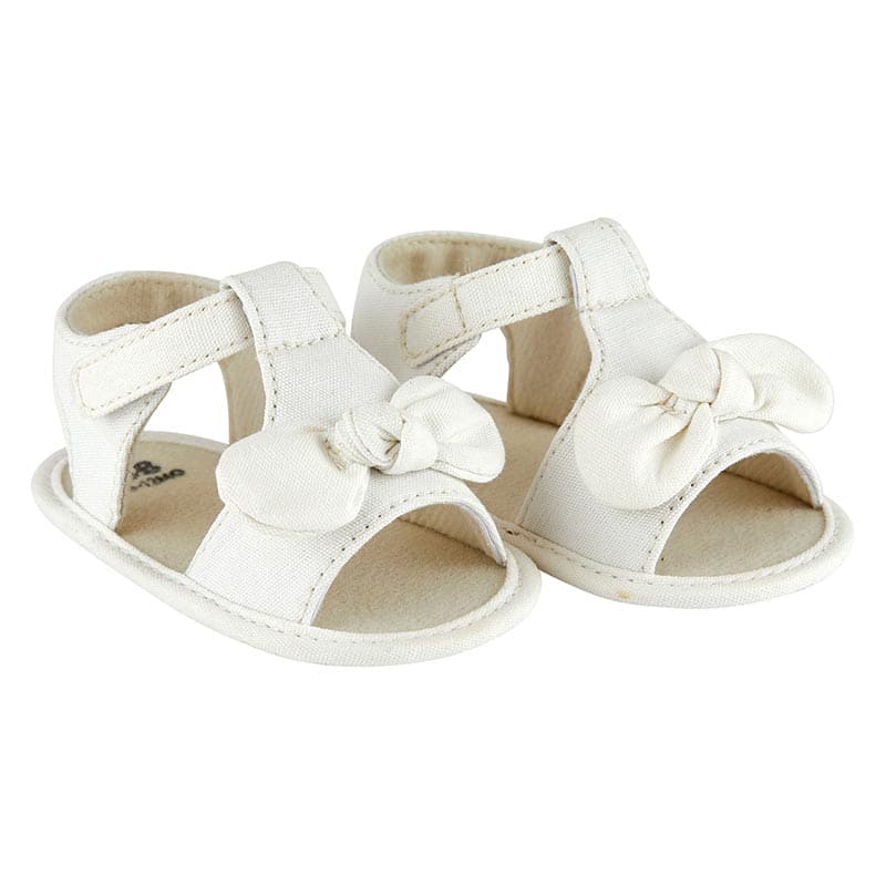 White Bow Baby Prewalker Sandals 6-12M