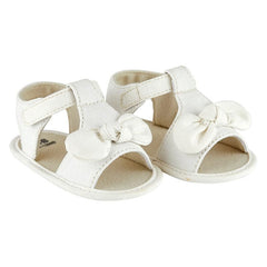 White Bow Baby Prewalker Sandals 6-12M