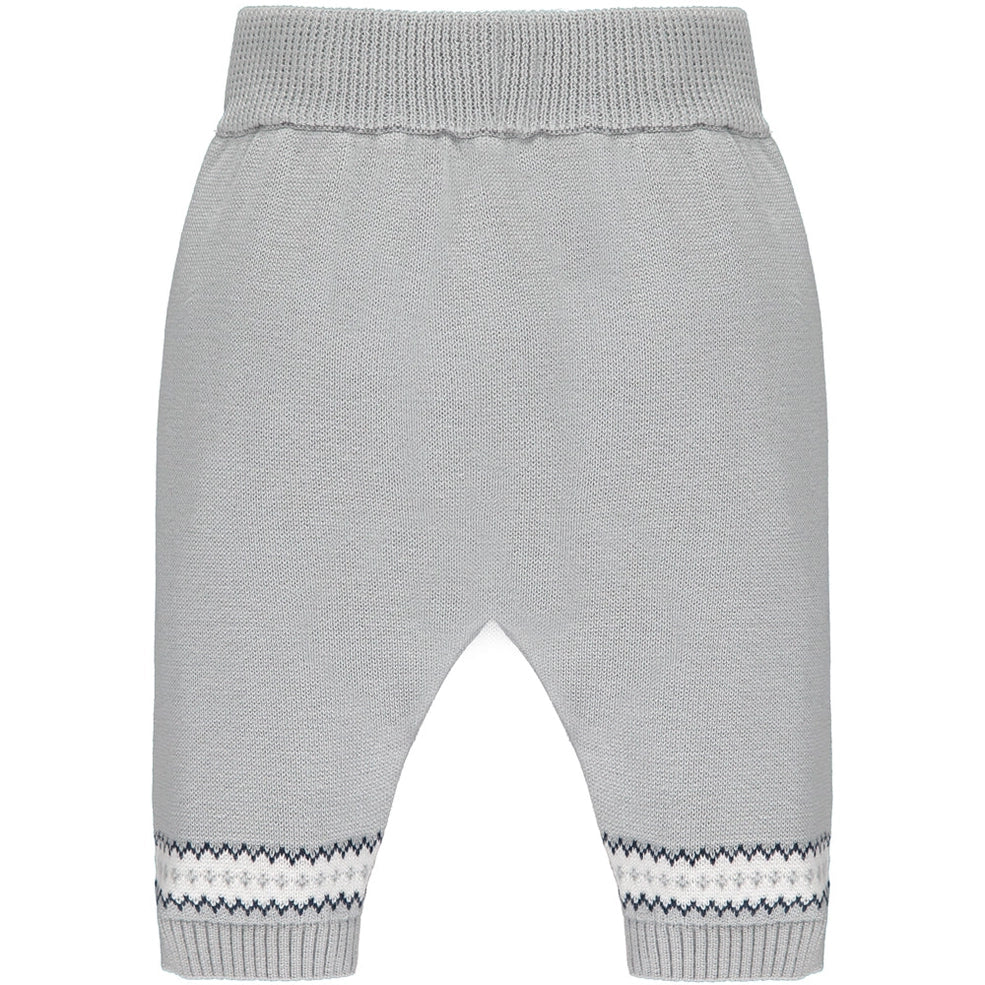 Aiden Grey Knit Teddy Bear Trouser And Hat Set