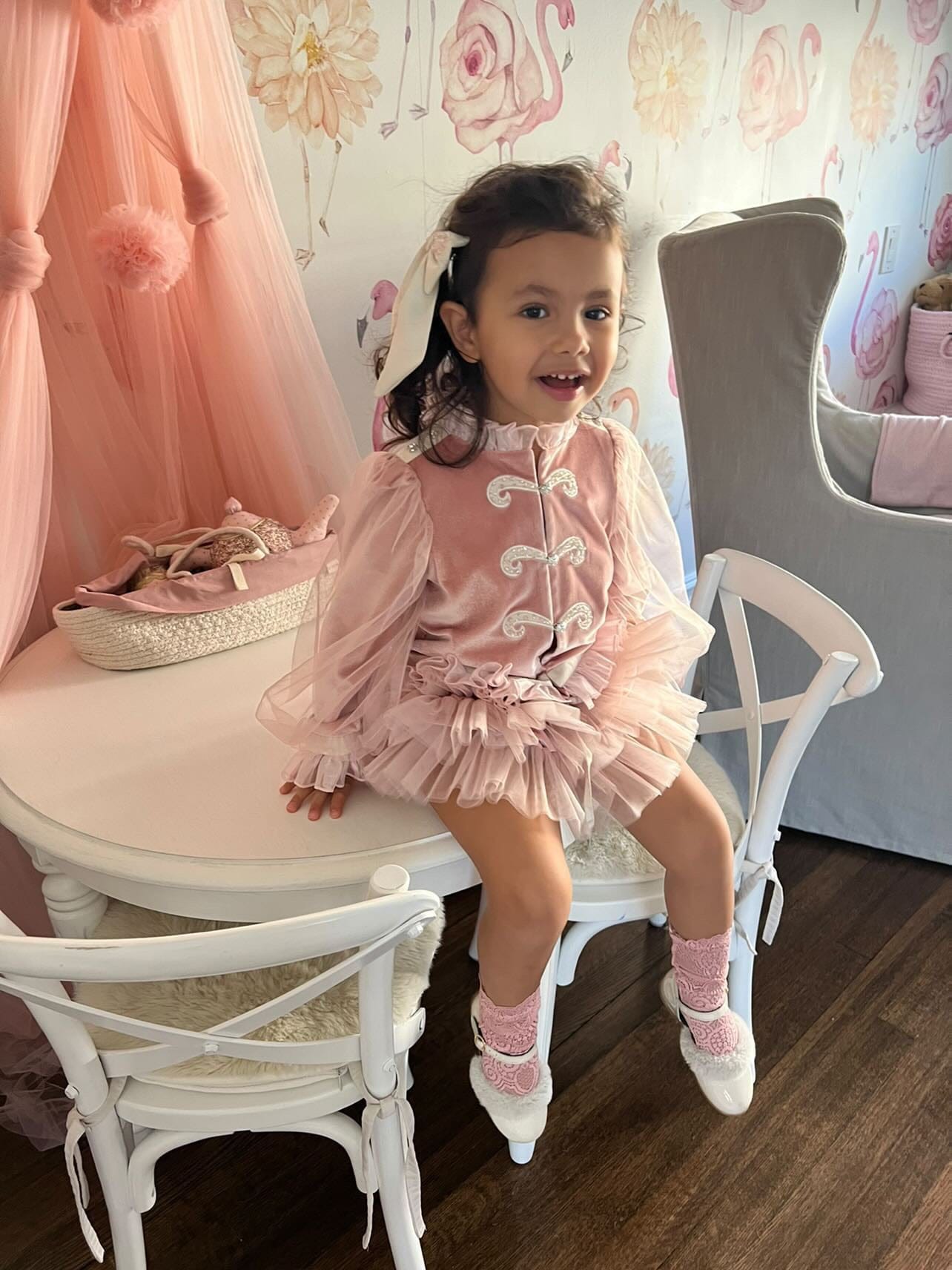 Clara Pink Velour Jacket and Bloomers Set