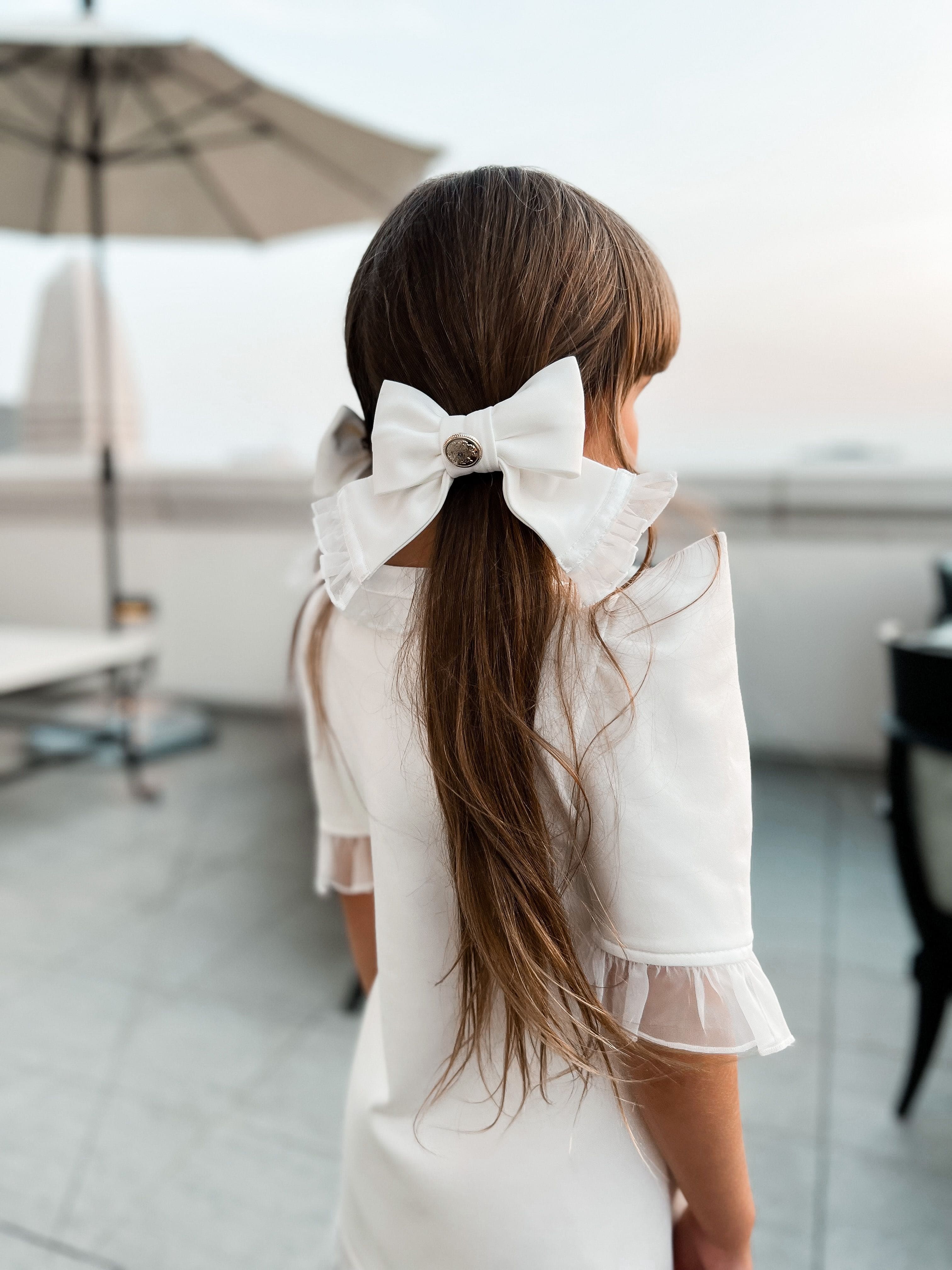 White Tuxedo Hair Bow