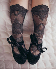 Alice Lace Socks - Charcoal Black