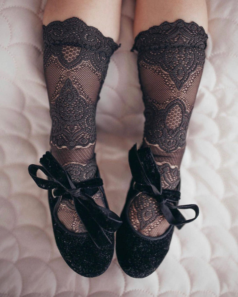 Alice Lace Socks - Charcoal Black