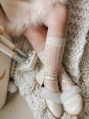 Daisy Lace Socks - Nude