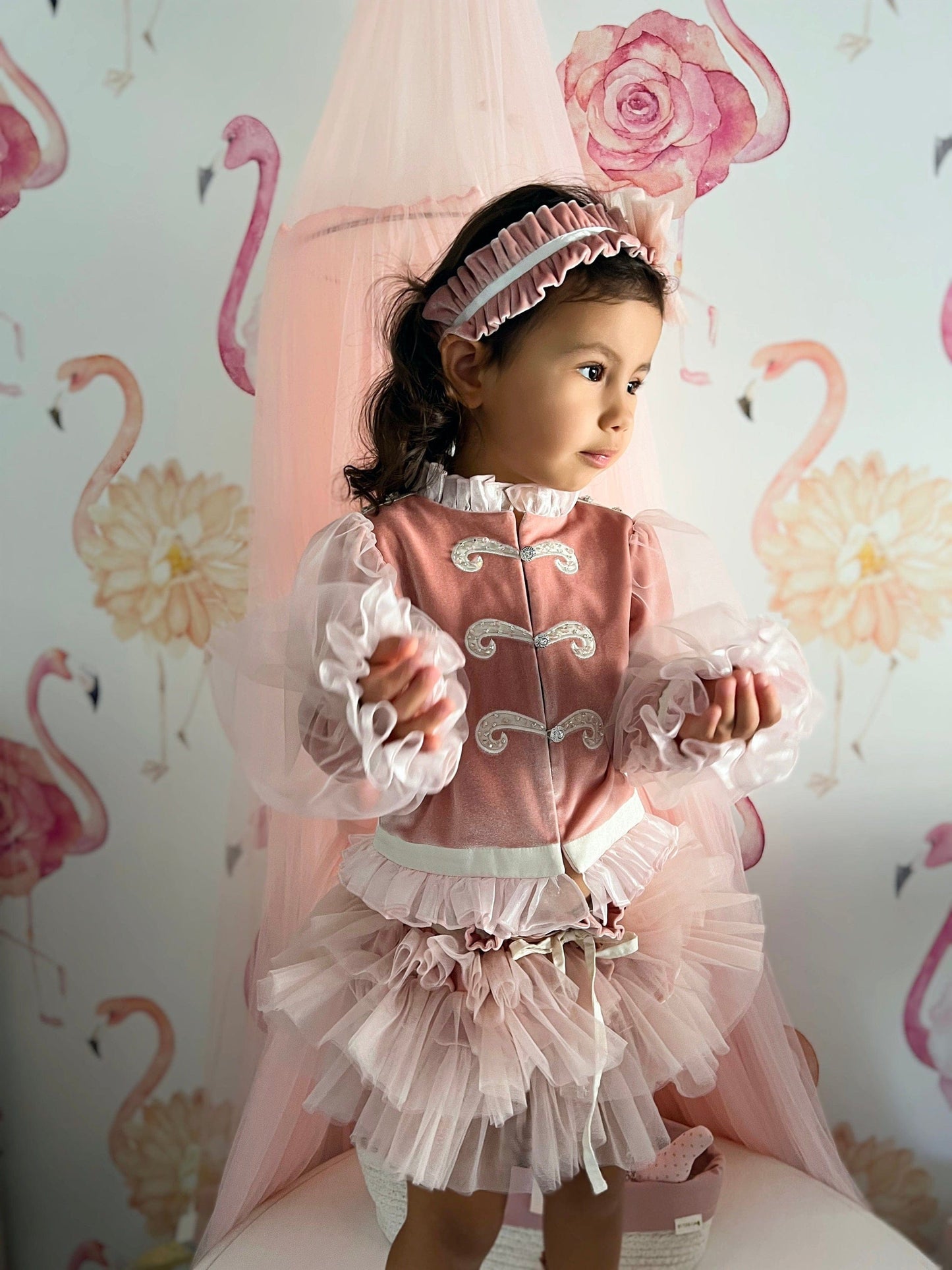 Clara Pink Velour Jacket and Bloomers Set