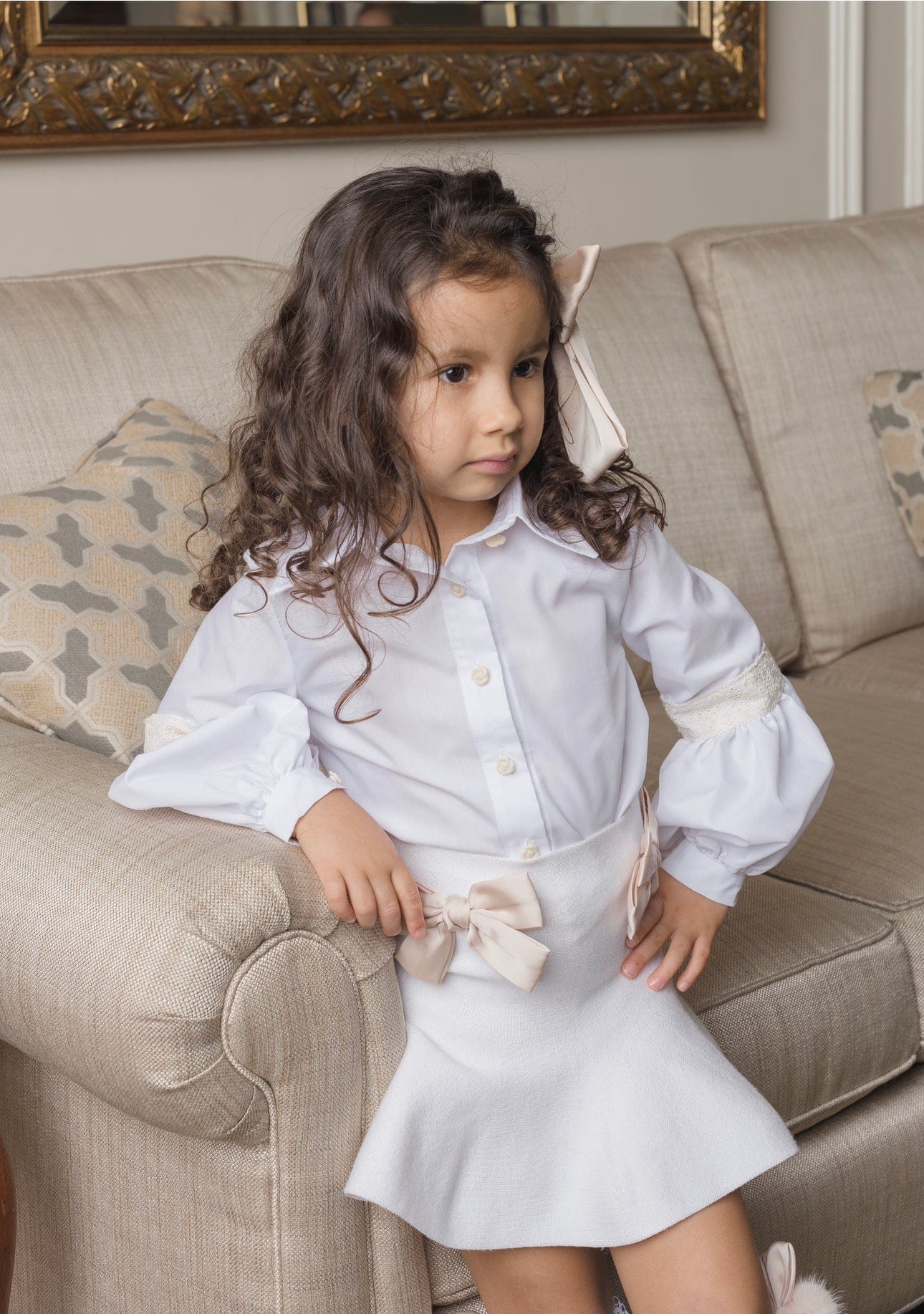 Herringbone White Blouse