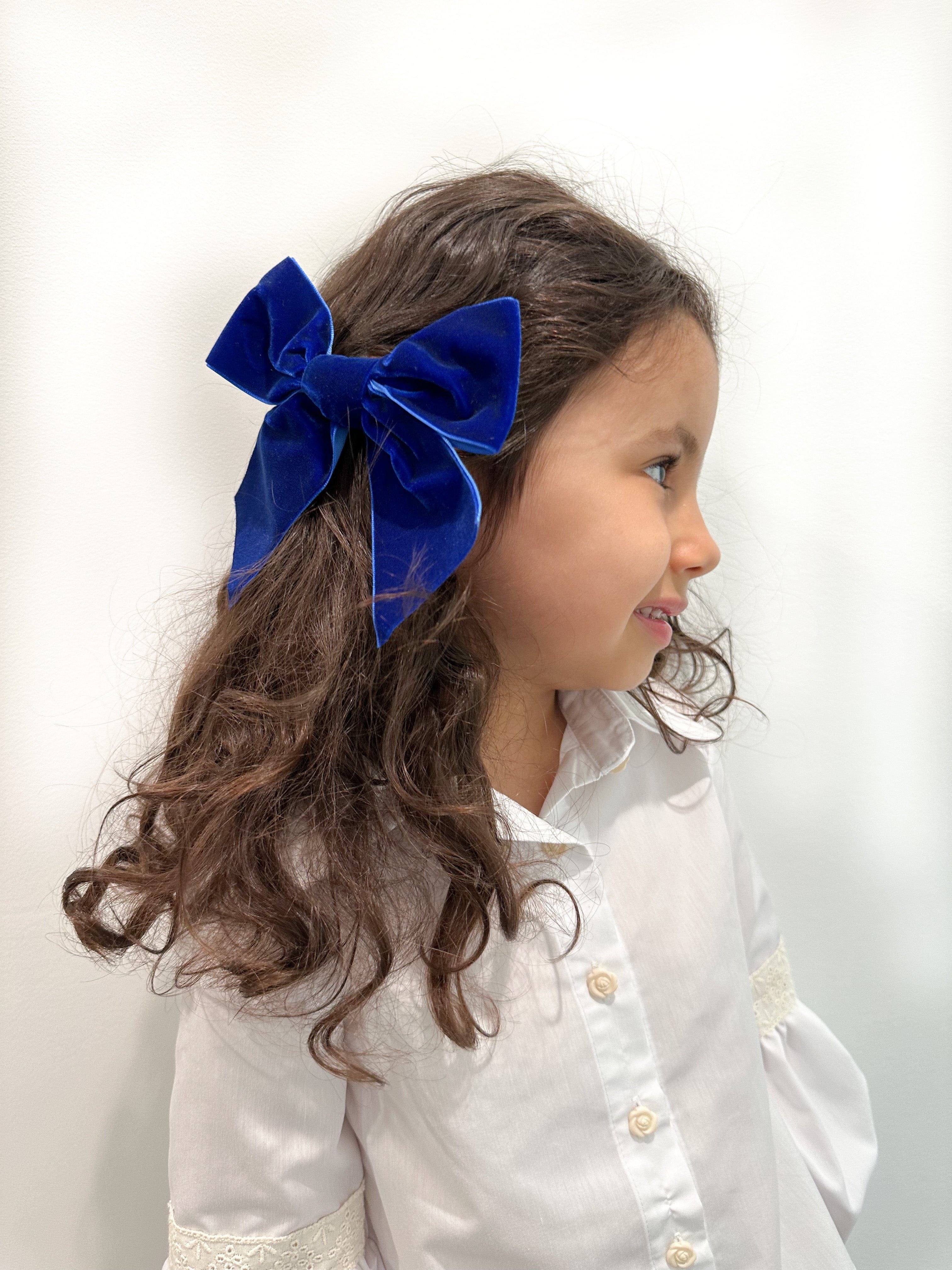 Royal Blue Velvet Bow Hair Clip