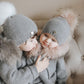 Honeycomb Grey Cashmere Beanie Hats - Pink Pom