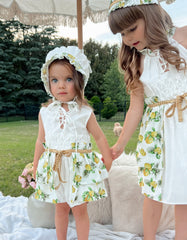 Amalfi Lemon Print Linen Bonnet