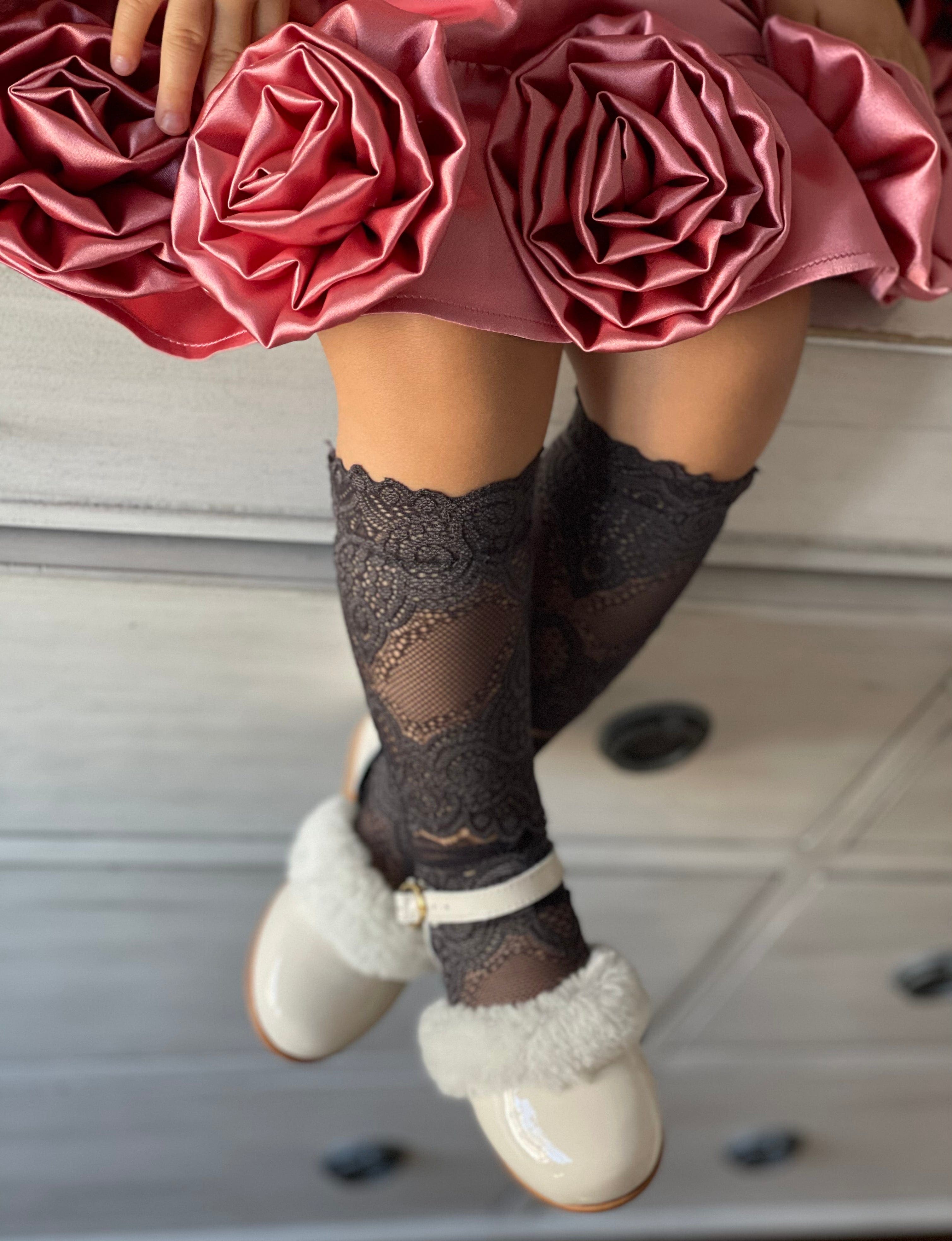 Alice Lace Socks - Charcoal Black