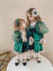 Aurora Royal Green Velour Dress