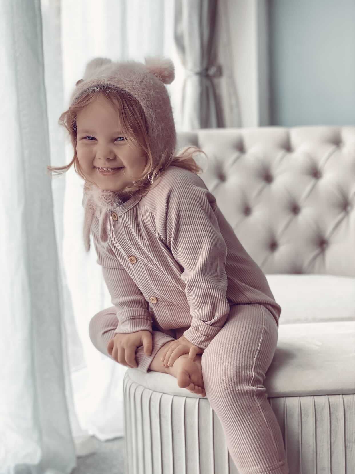 Dusty Pink Cashmere Teddy Hat - Petite Maison Kids