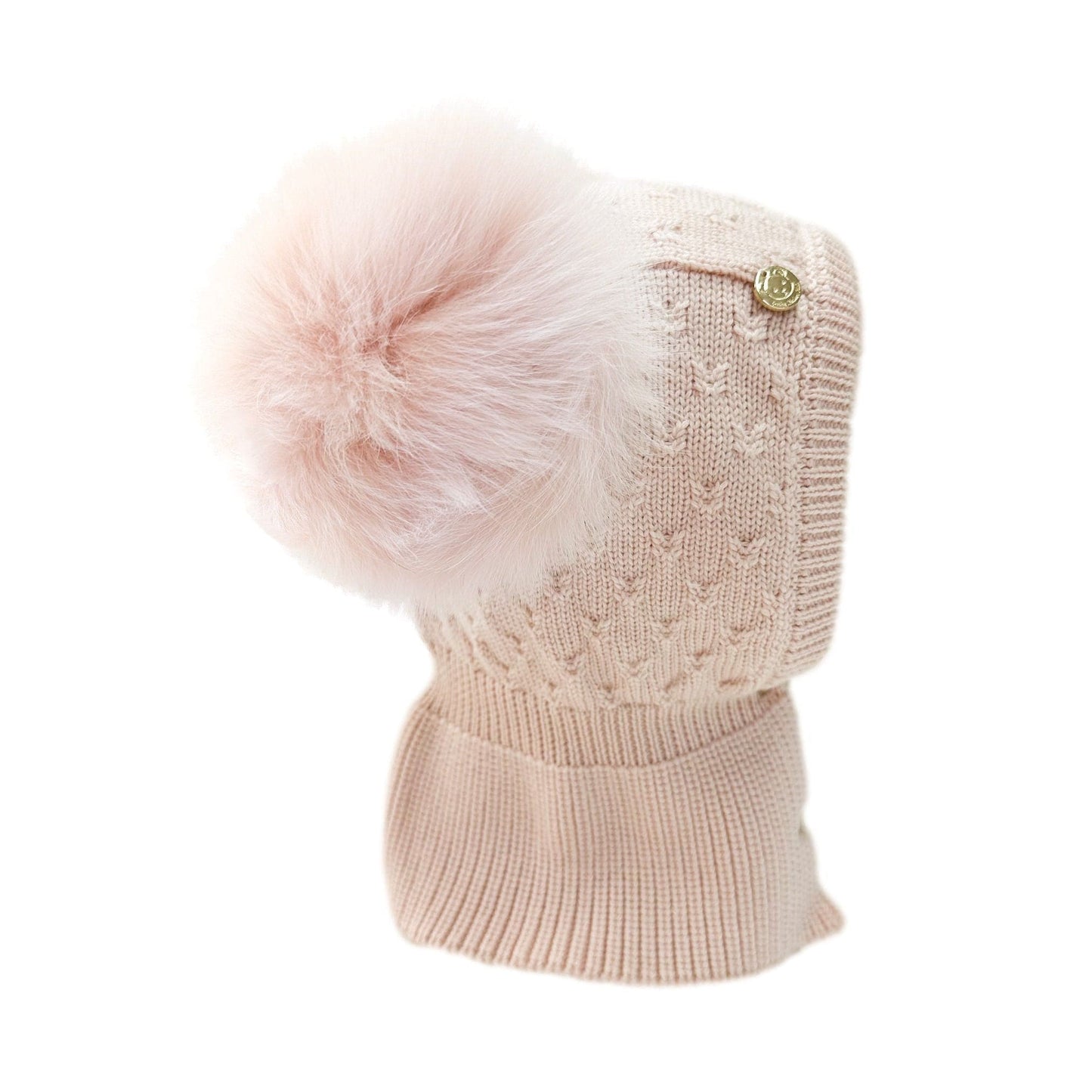 Luna Merino Wool Faux Fur Pink Balaclava Hat