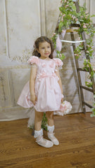 Azalea Pink Dress With Shoulder Flowers